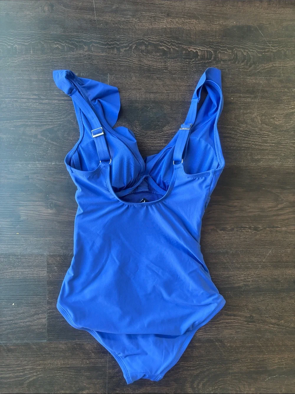 Dkny Cobalt Blue Ruffle Strap One-Piece Swimsuit - Picture 5 of 7